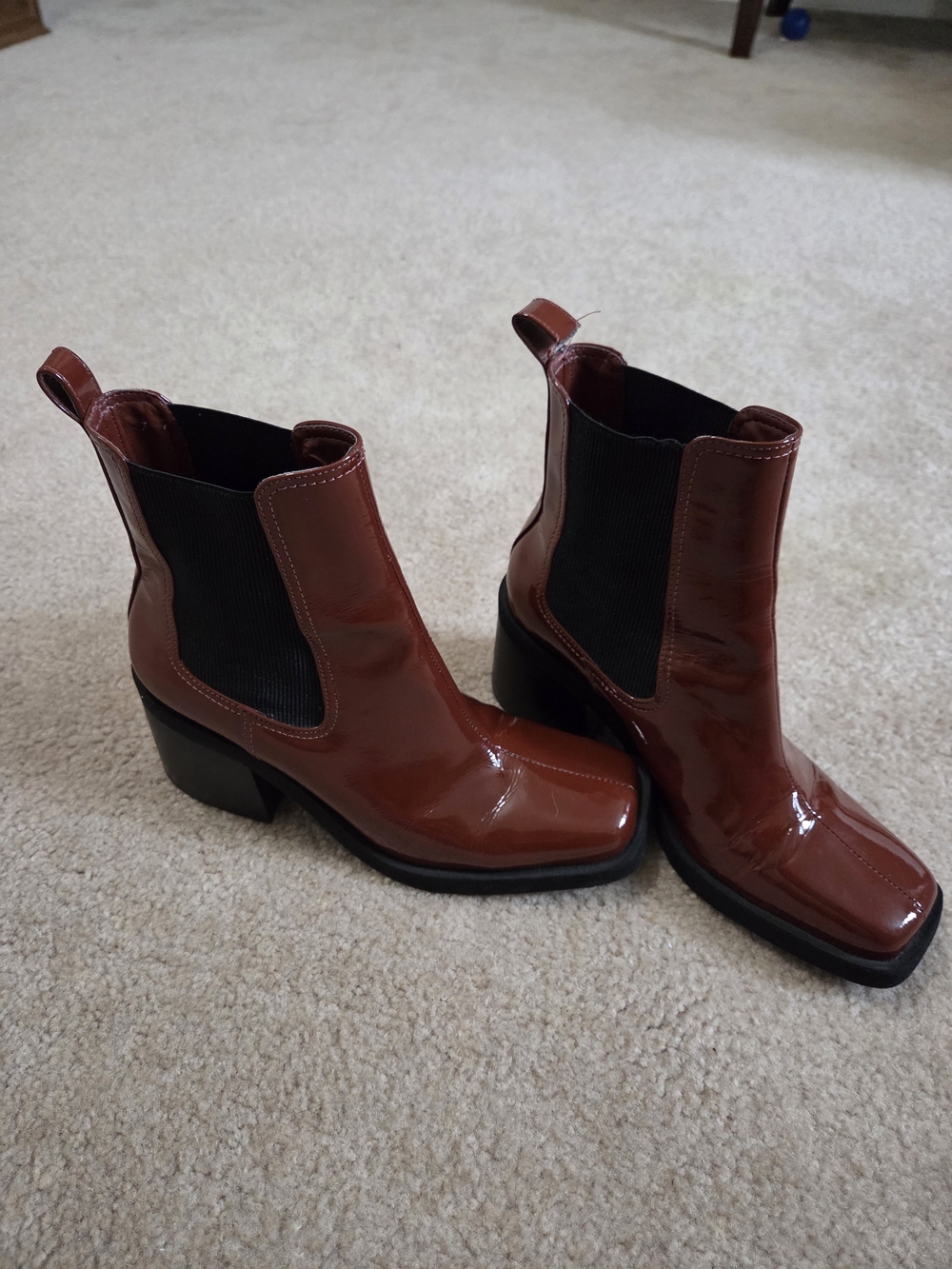 Gianni Bini Brown Patent Chelsea Booties